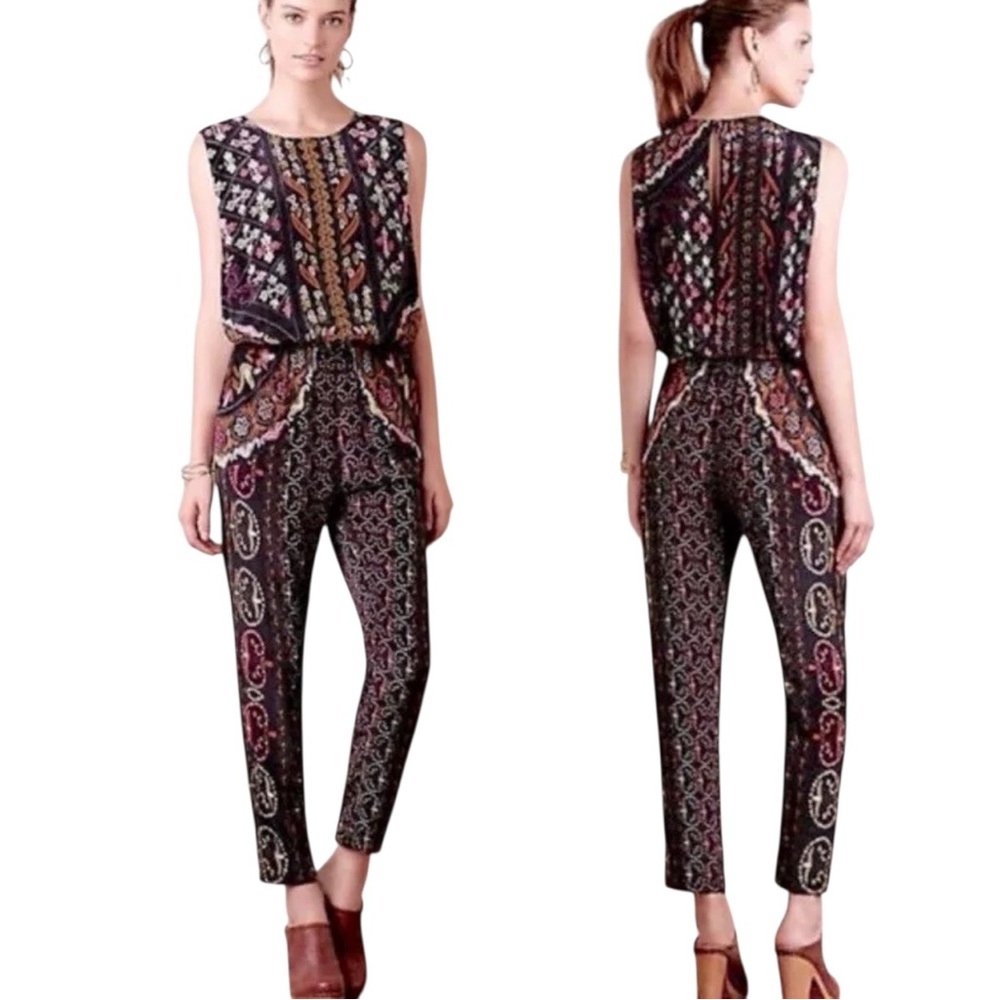 HEMANT & NANDITA Black and Pink Patterned Jumpsuit